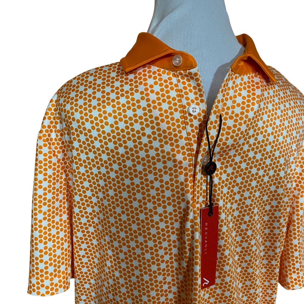 Redvanly NWT Clyde Polo Orange White Honeycomb Performance Golf Shirt Size M